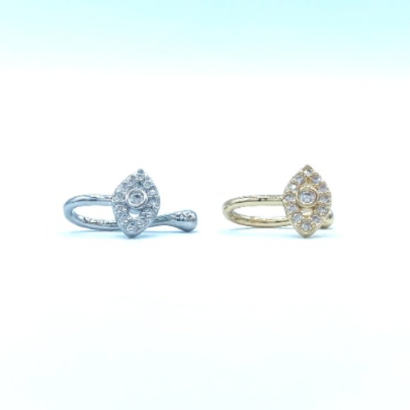 CZ Eye 24 KT Gold Plated Nose Cuff Fake Nose Rings No Piercing Jewelry - Picture 5 of 5